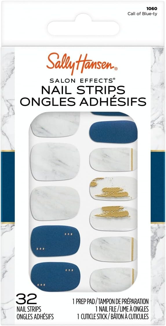 Sally Hansen Salon Effects Nail Strips | No UV Light Needed, Call of Blue-ty