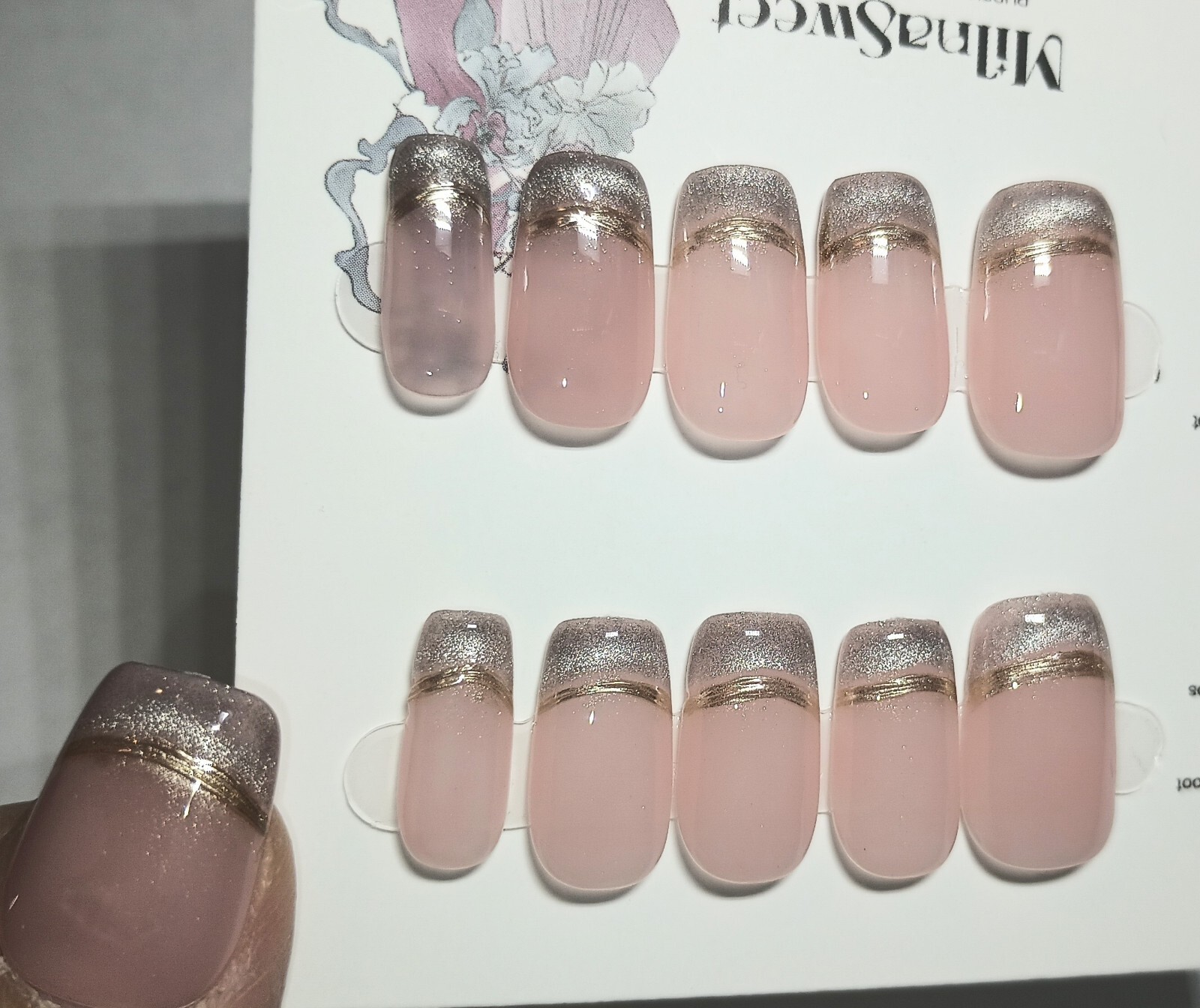 Purple Galaxy Cat Eye Press on Nails Handmade Fake Fingernails Gel Polish
