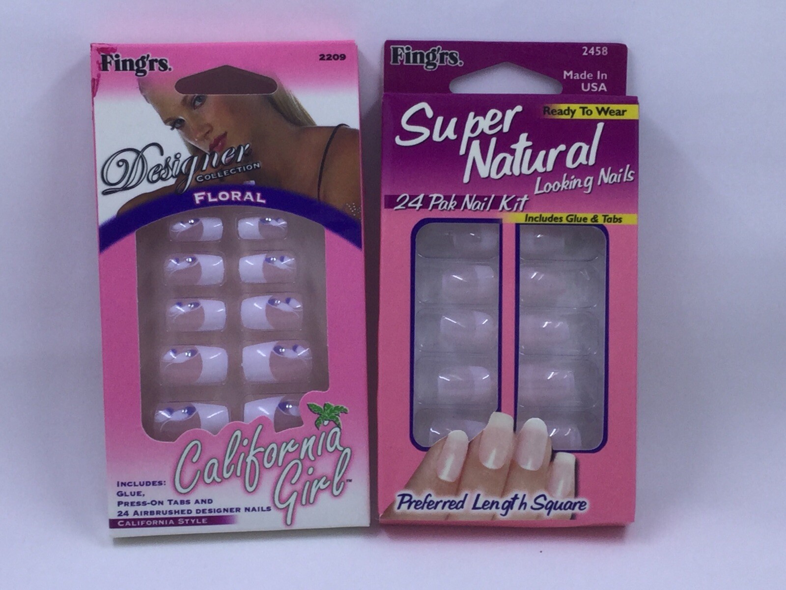 2x Packs Of Press on NAILS-Super Natural Look and Floral inc.Glue and Tabs