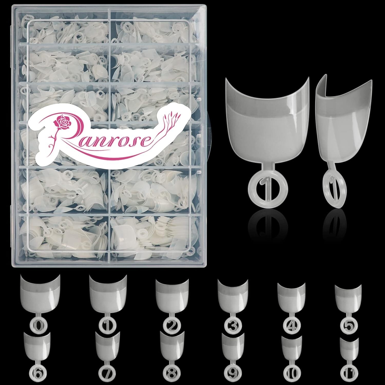 Short Nail Tips- 600PCS Oval Half Cover False Tips 12 Sizes round Acrylic Nails