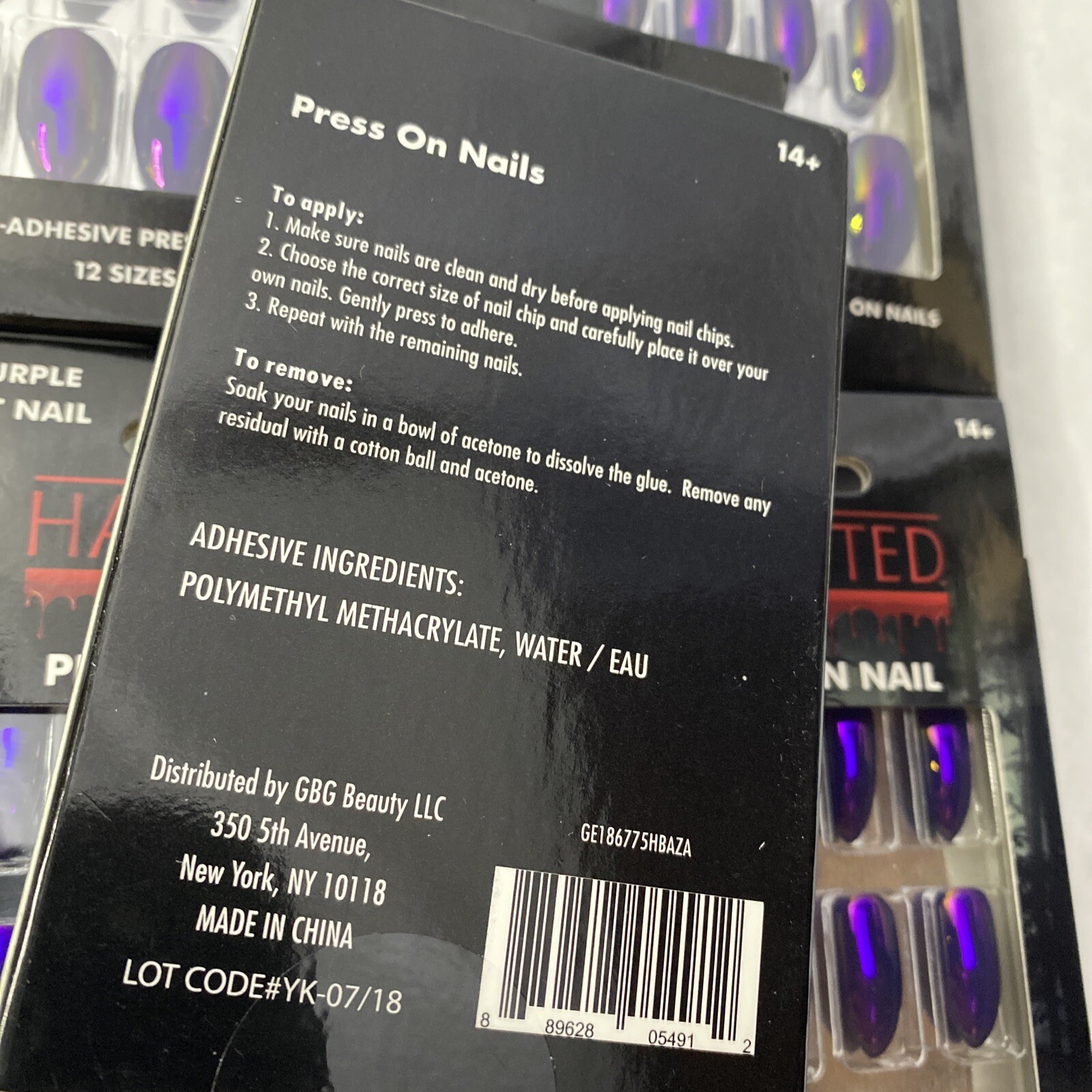 5 Packs of 24pc Press On Fake False Metallic Purple Nails