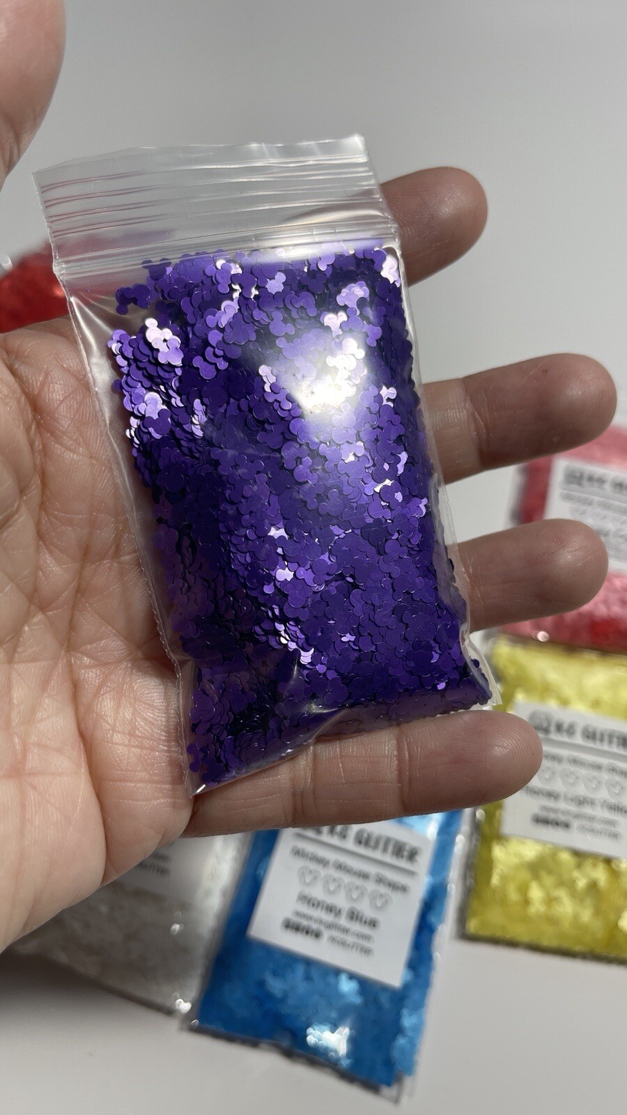 Solvent Resistant MICKEY MOUSE glitter shape Honey Purple Nail Tumbler 5G
