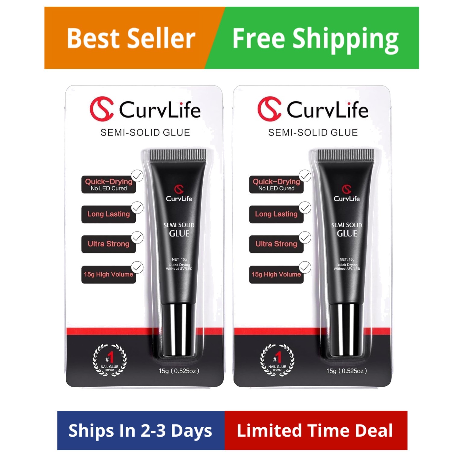 Super Strong Nail Glue 15g for Press On Nails – Quick Drying, Semi Solid, Lon…