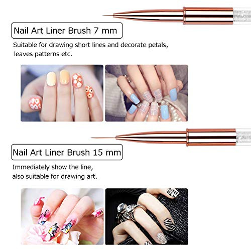 5Pcs Nail Art Brush Set Rhinestone Handle Gel Polish Nail Art Design Brushes