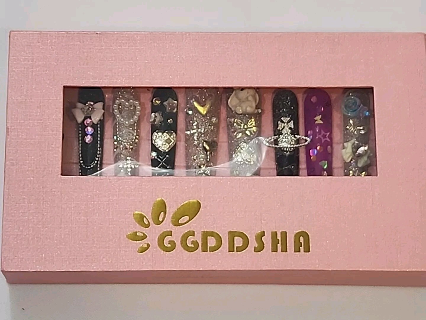 Press On Acrylic Long Nails. GGDDSHA 1 Set Of Nails In A Box.