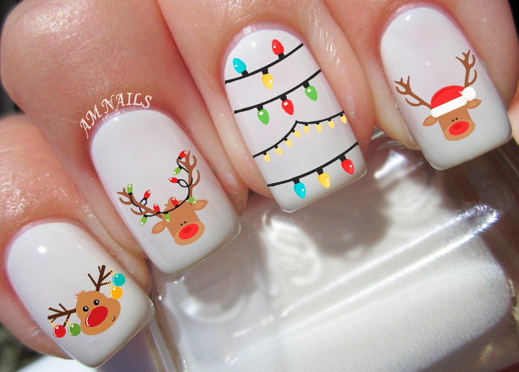 Reindeer Nail Art Stickers Transfers Decals Set of 22 – A1366