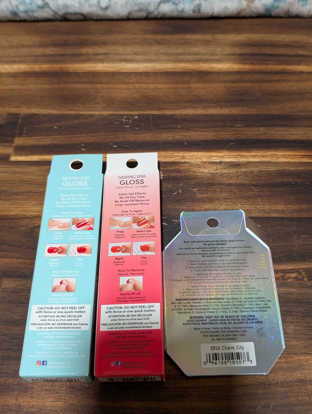 Dashing Diva Gloss Gel Nail Strips & Expressions Nail Stickers – Blue/Teal Pink