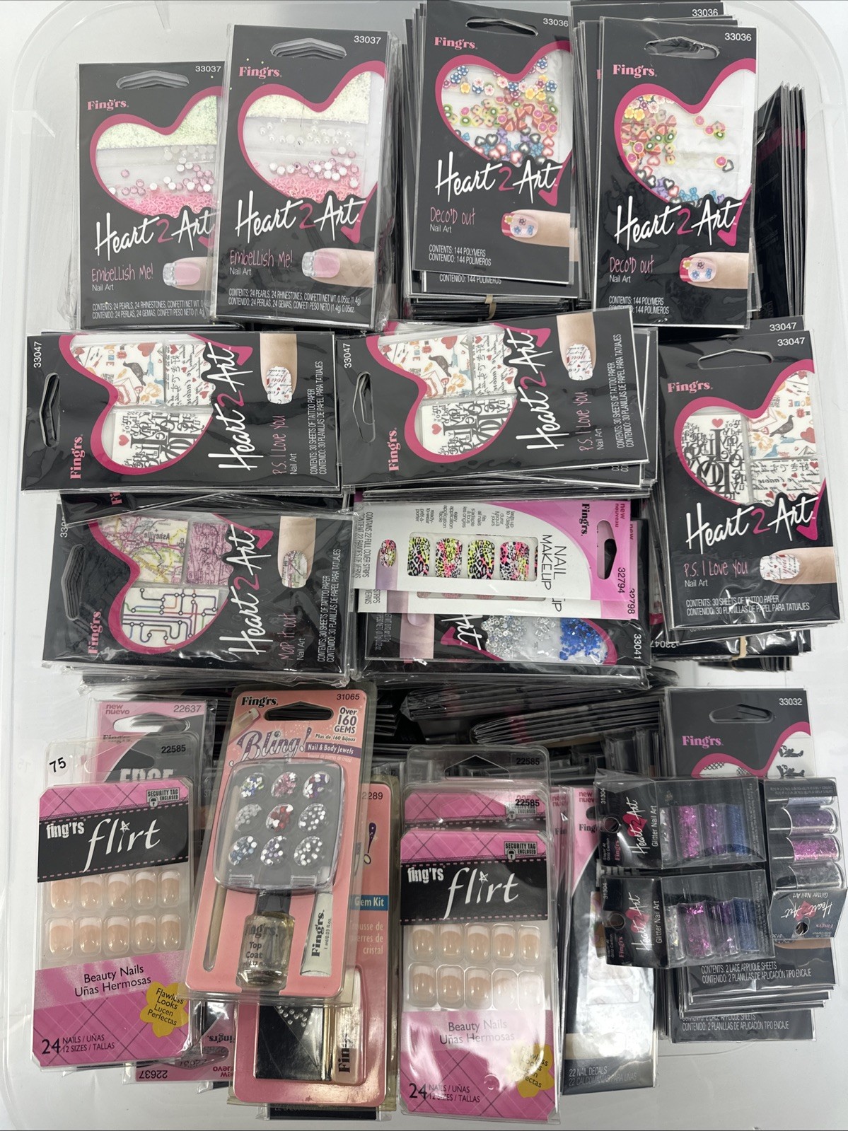 875+ PIECES Fing’rs Heart 2 Art Embellish Nail Strips and Nail Art Sets HUGE LOT