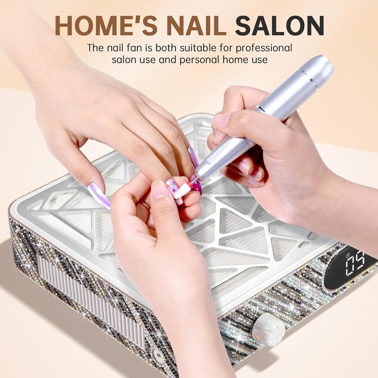 Cordless Nail Dust Collector Powerful Vacuum Fan Acrylic Nail Dust Extractor