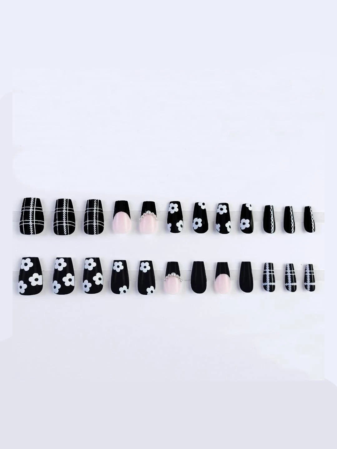 Secret Lives Premium Matte Artificial Coffin Shape Black & Translucent pink