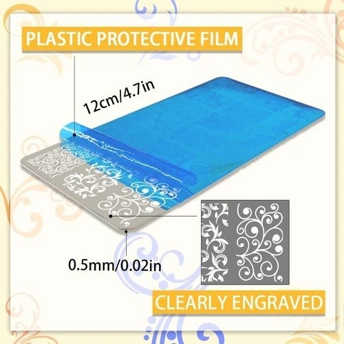3 Pack French Nail Stamping Plates Swirl Flower Pattern Stainless Steel Template