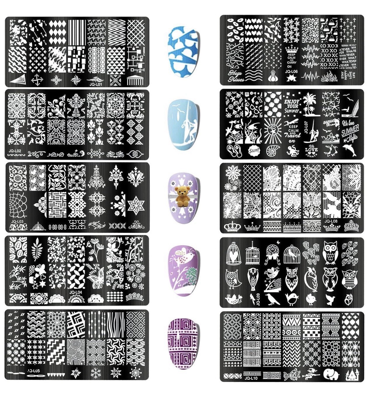 20 Metal Nail Art Stamping Plates Bundle NEW With Case, Nail Lint Roller Cute!