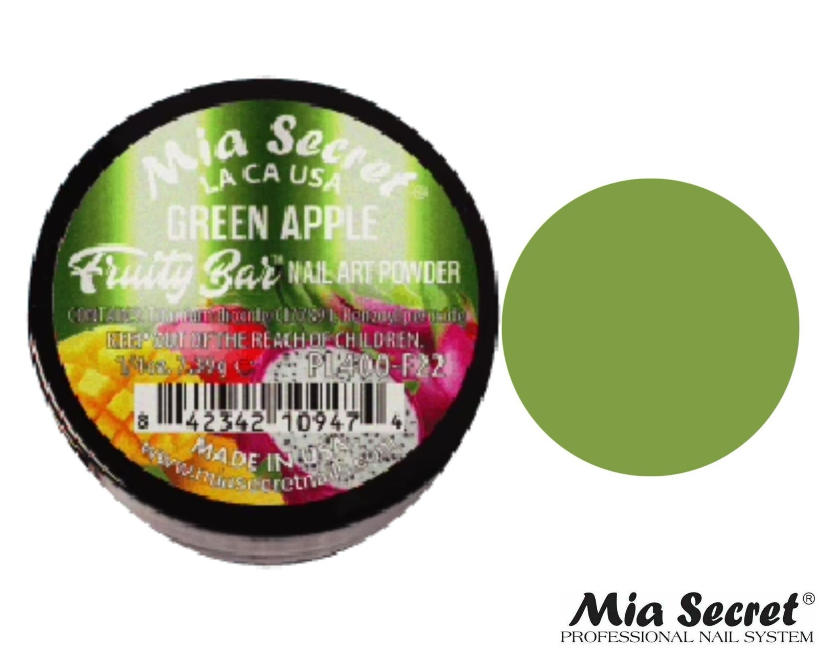 Mia Secret Nail Art Powder Fruity Bar Collection (GREEN APPLE) 1/4oz