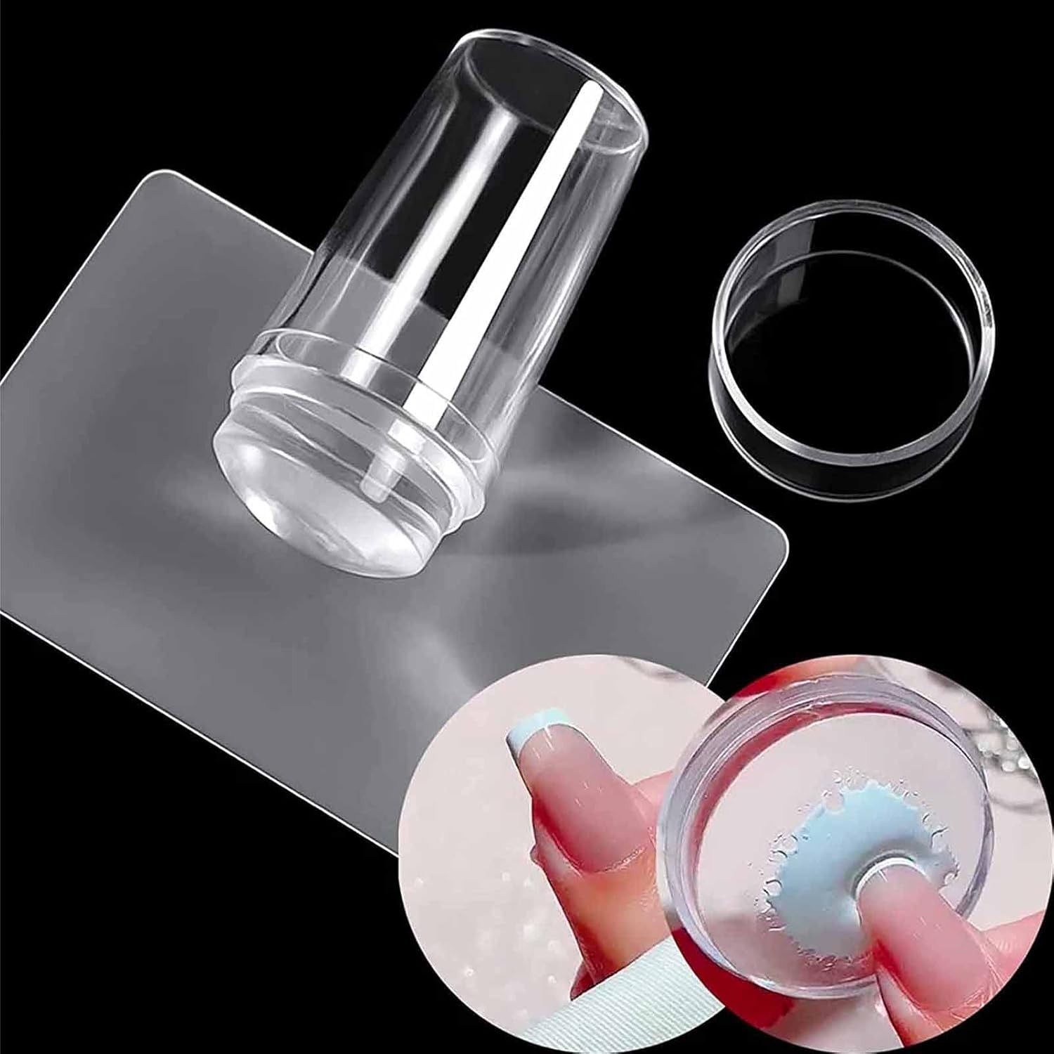 Silicone Head Nail Stamp Set with Scraper French Nail Art Template DIY Tool Lot