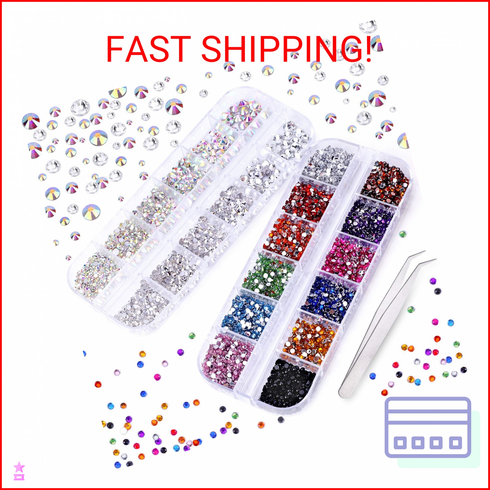3000 PCS Rhinestones for Craft, PHOGARY AB Rhinestones Flat Back (Small Size 1.5