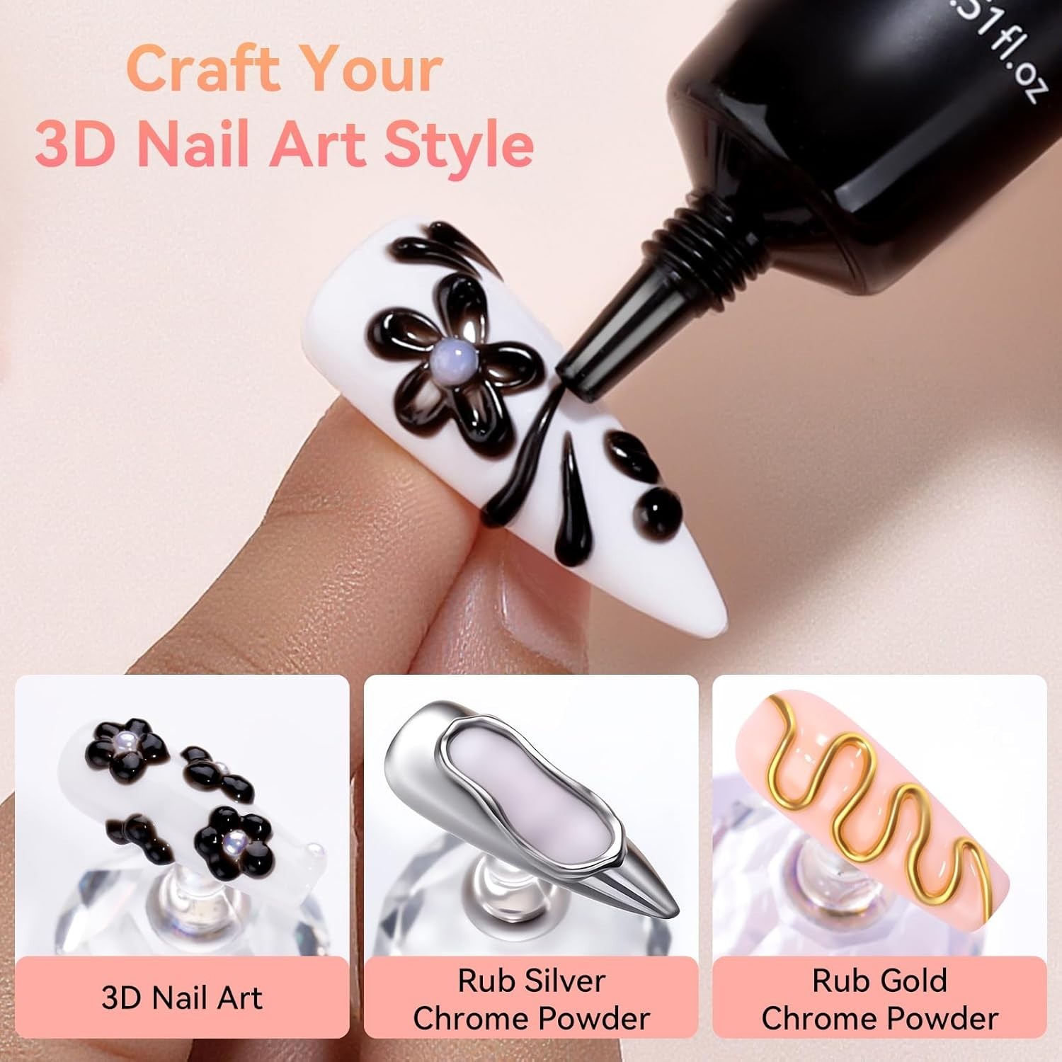3D Gel Nail Art: 15g Sculpting Gel Nail Art Glue for Craving Black Candy Mold…