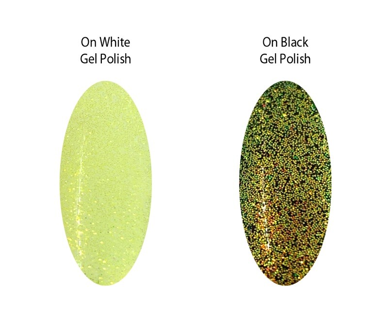 Iridescent Nail Glitter Neon Yellow Powder Golden Nails Frost Effect Colourful