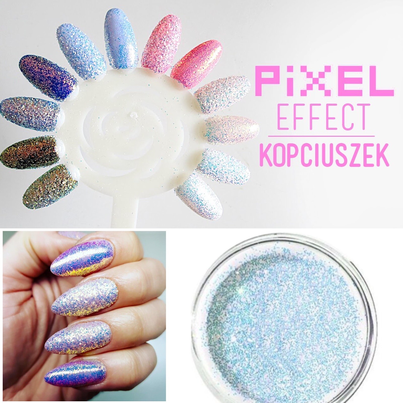 CINDERELLA PIXEL EFFECT NAIL ART GLITTER IRIDESCENT SEQUINS Unicorn POWDER MP008