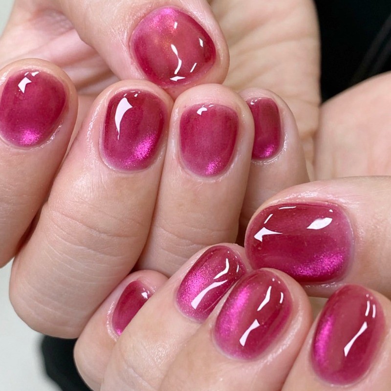 48 Pcs Set of Fashionable Violet Gradient Pearl Embossed Reusable Glossy Nail