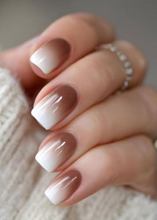 Semi Cured Gel Nail Strips, Chocolate Ombre? 20pcs Gel Nail Stickers Work with