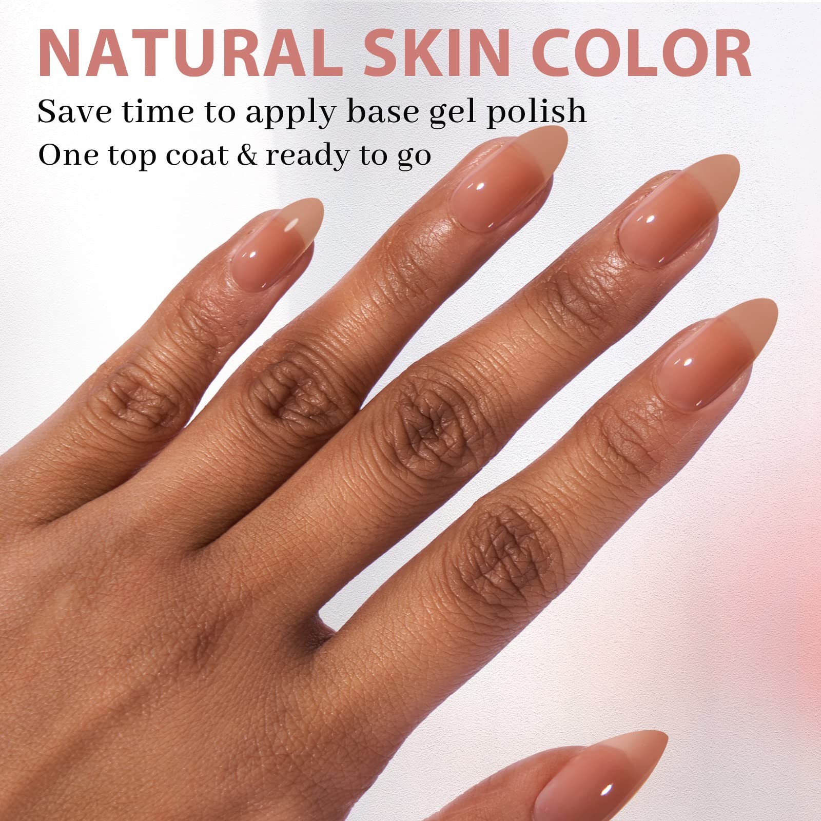 Almond Nail Tips – Brown Soft Gel Nail Kit with 150 pcs Medium Fake Nails, Ge…