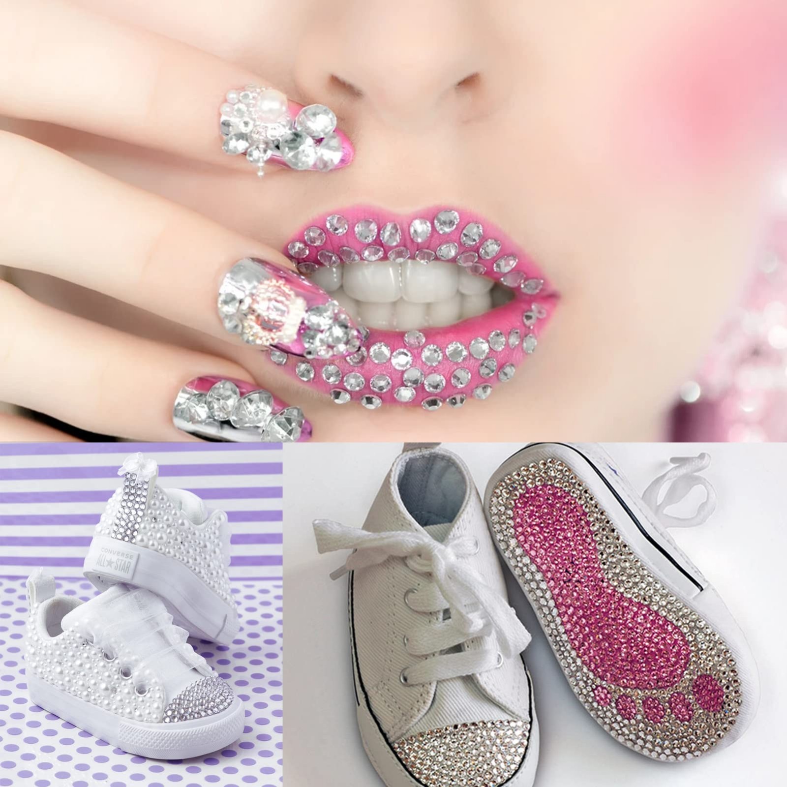 3200PCS Nail Art Rhinestones, Crystal Clear Flatback Rhinestones for Nails, Craf