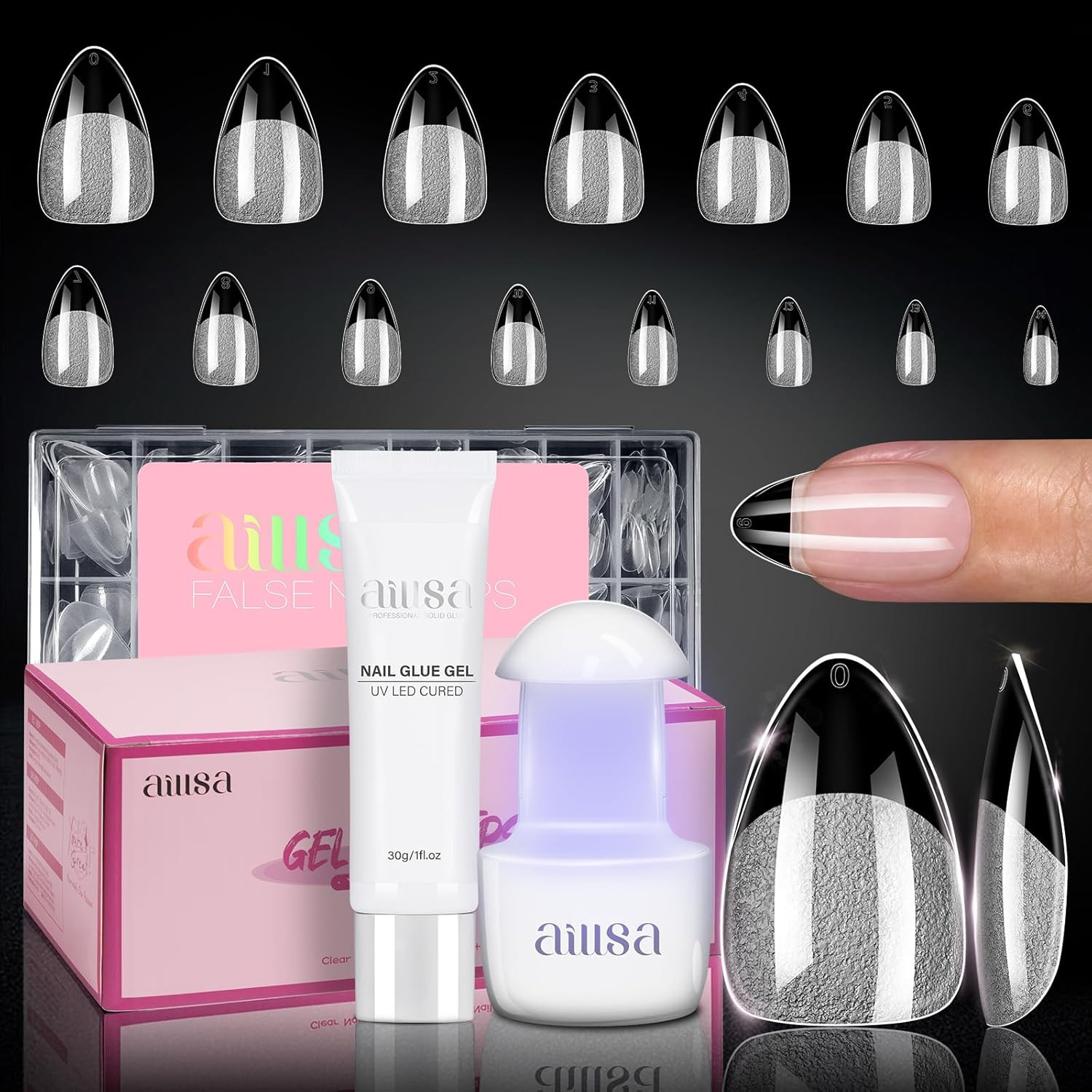 Gel Nail Extension Kit Short Almond Nail Tips 120Pcs, Solid Gel Nail Glue with U