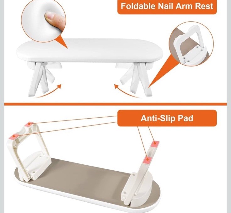 Nail Arm Rest, Hand Rest for Nail Microfiber Soft Leather Manicure Nail Rest wit