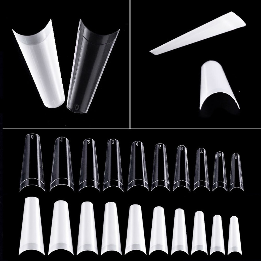 500/1000Pcs Half Cover Acrylic Gel Tip UV Gel Flat French Coffin False Nail Tips