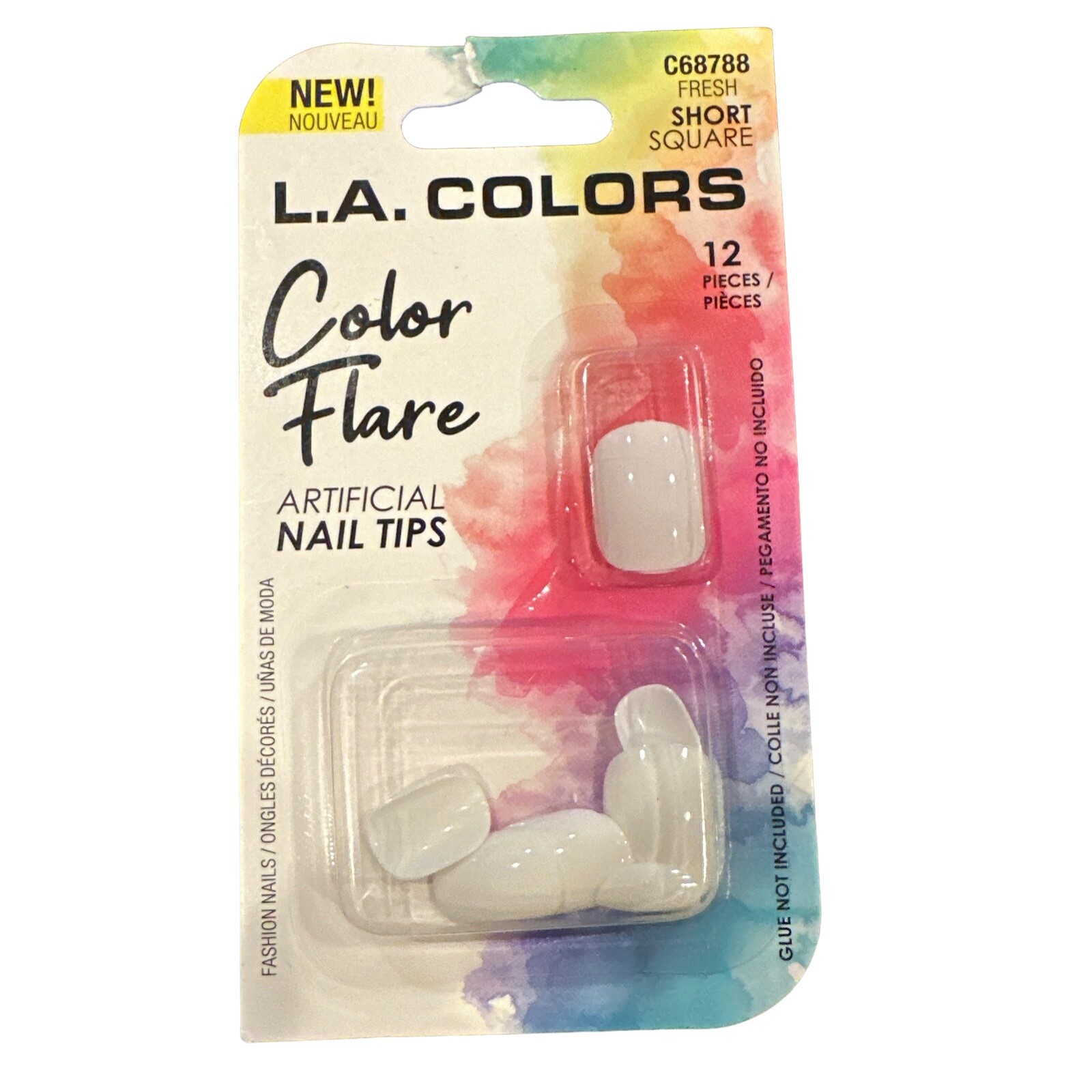 L.A. Colors Color Flare Artificial Nail Tips Short Square & NUCOLOR Nail Tabs