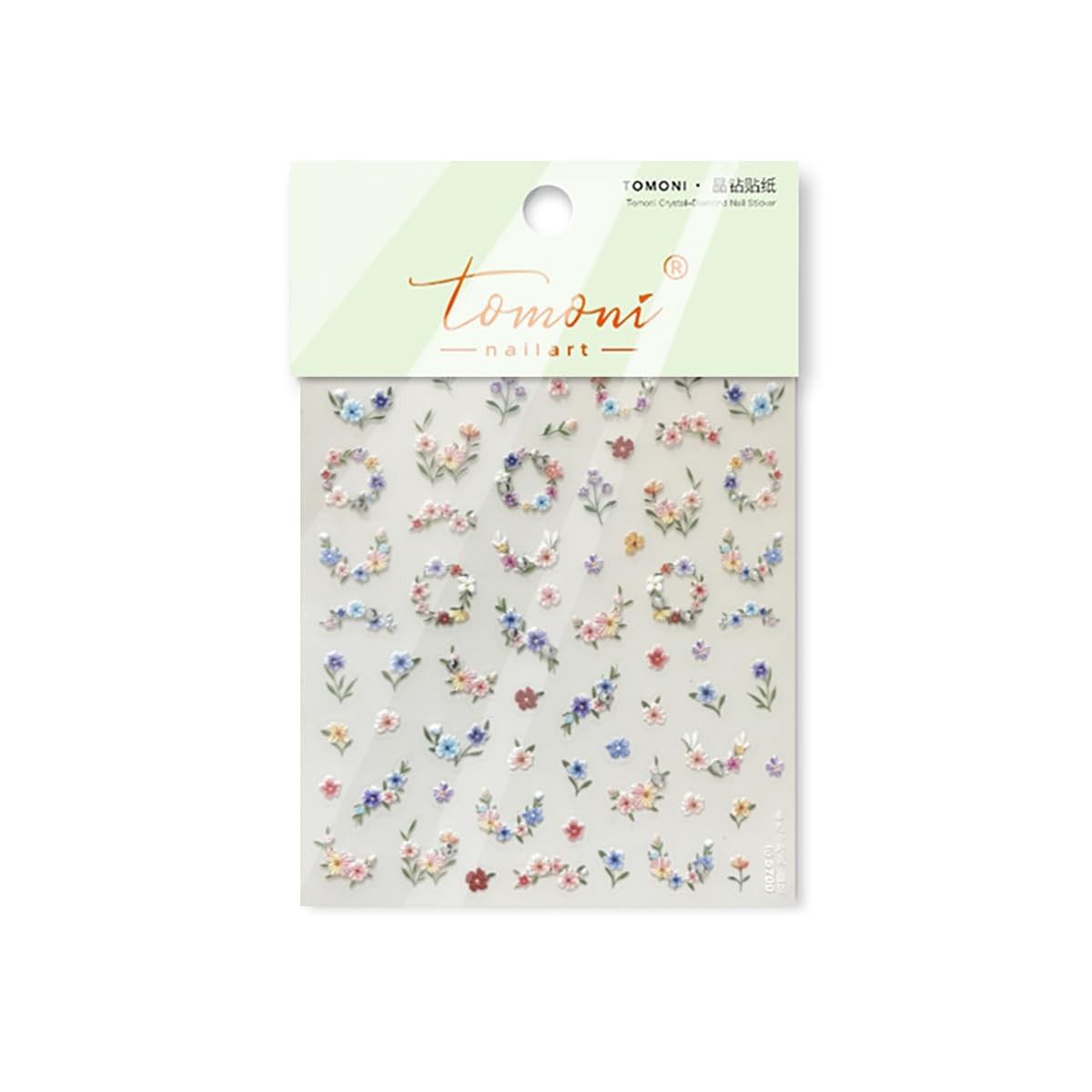 Flower Nail Stickers Pink Blue Nail Decals 1PCS -Adhesive Cute Floral Ring Na…
