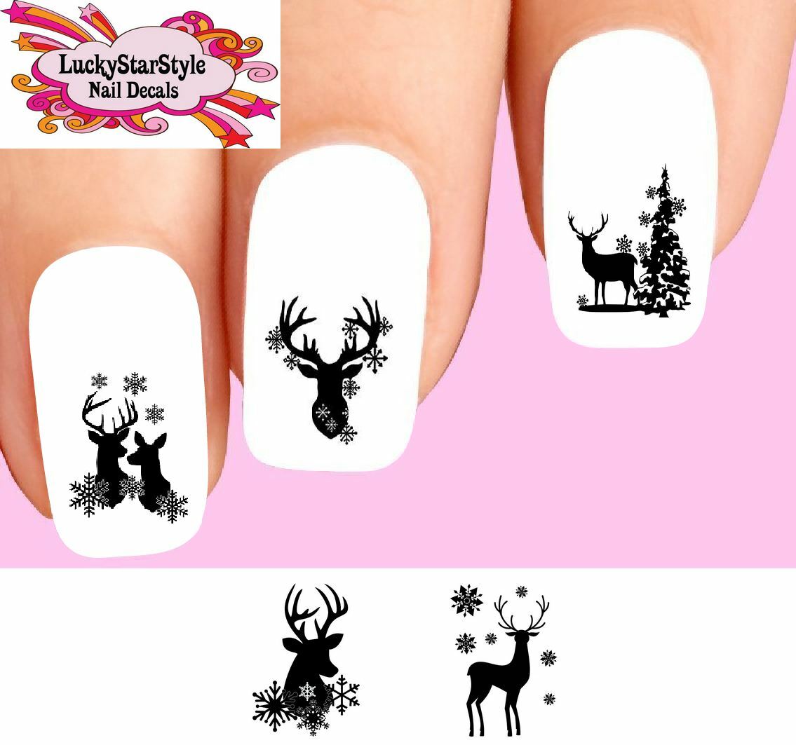 Waterslide Nail Decals Set of 20 – Christmas Reindeer Silhouette Assorted