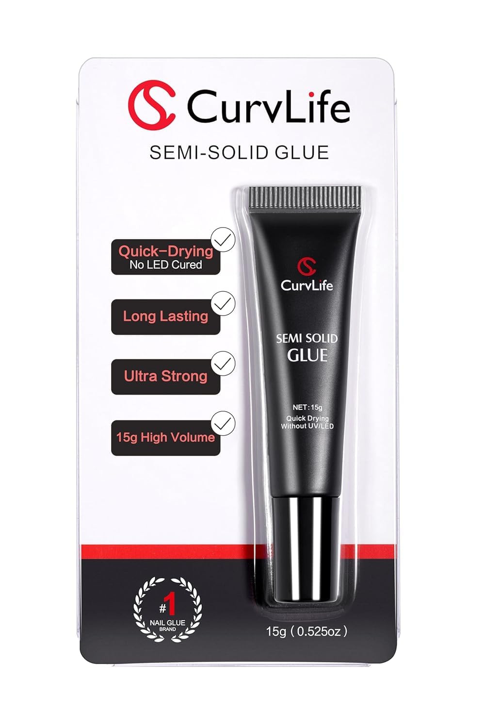 Semi Solid Nail Glue, 15G Strong Nail Glue for Press on Nails | No UV Lamp Neede