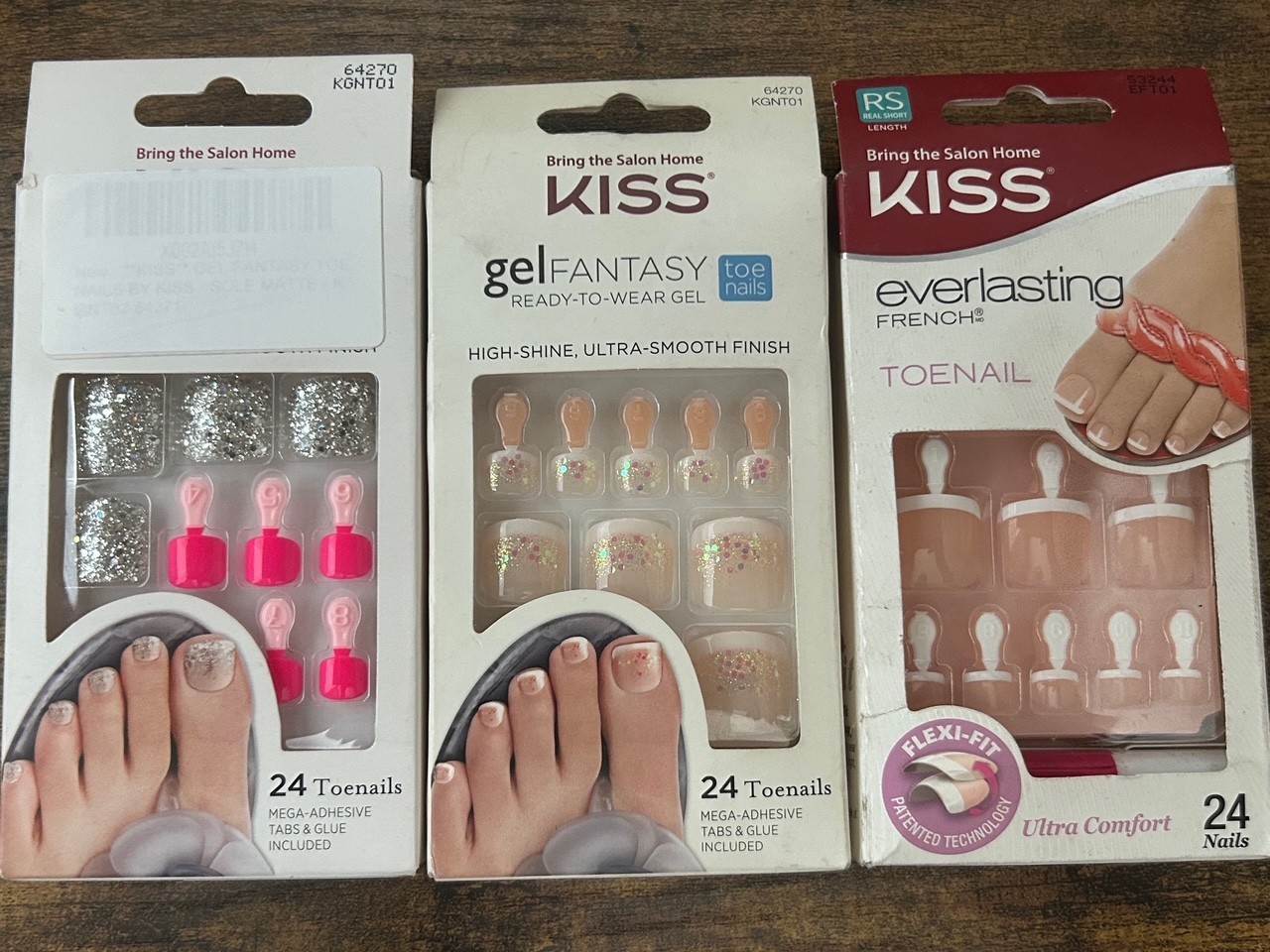 Summer Kiss Real Short Size Glue on Nails for Toes Flex-fit Gel Fantasy Combo