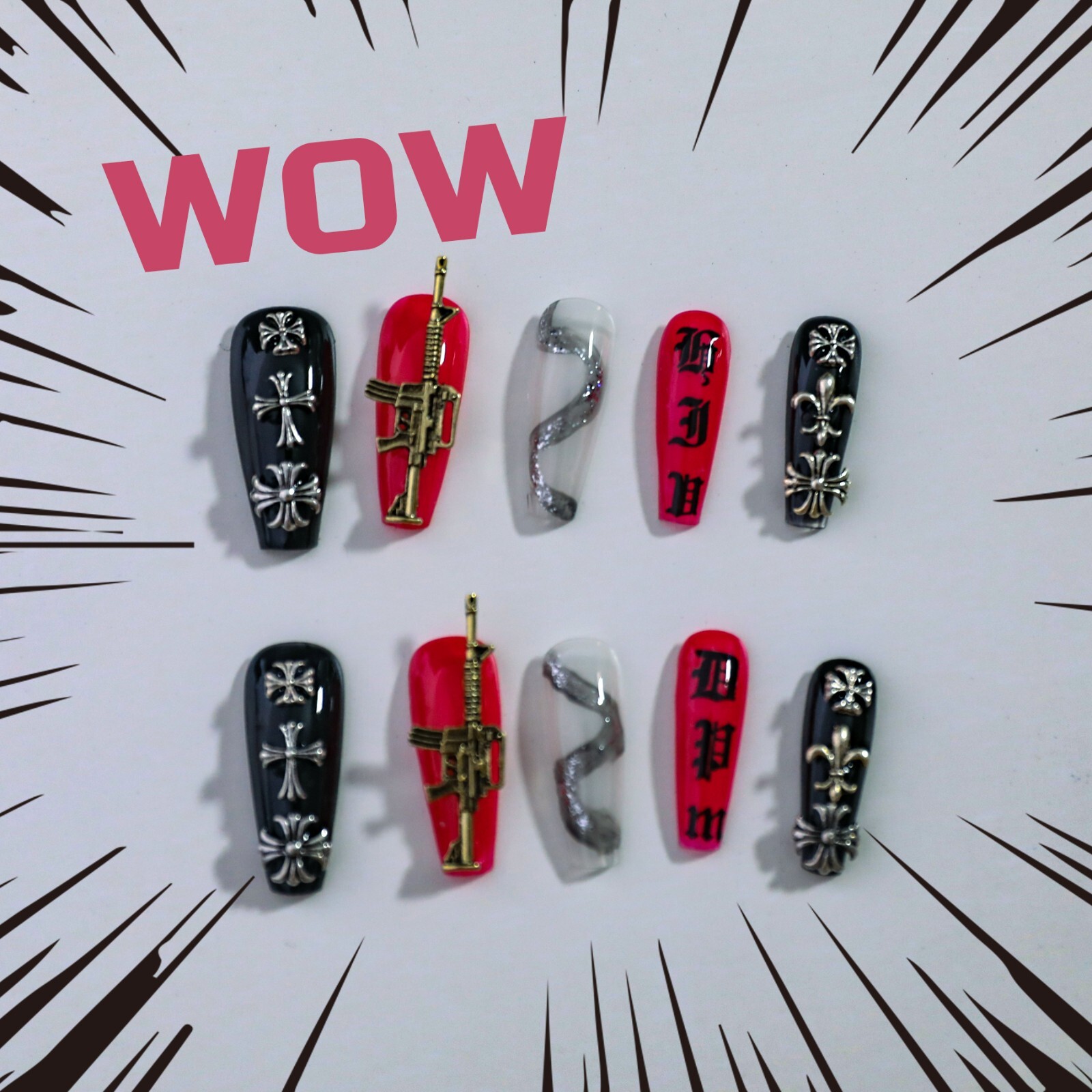 15Pcs Guns N’ Roses Nail Art By Handmade