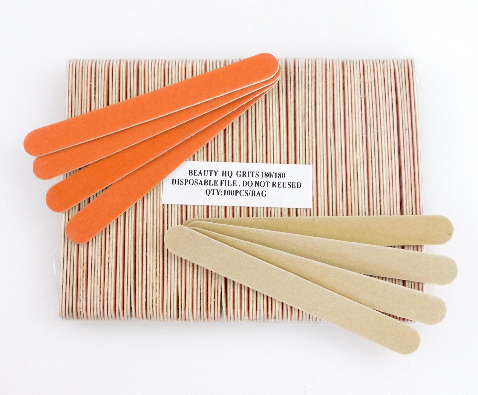 100PCS ORANGE/YELLOW ROUND NAIL SANDING FILES GRITS 180/180