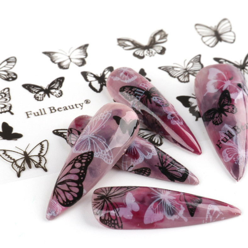 10Pcs Colorful Beautiful Butterfly Nail Art Transfer Foil Sticker Manicure 1789
