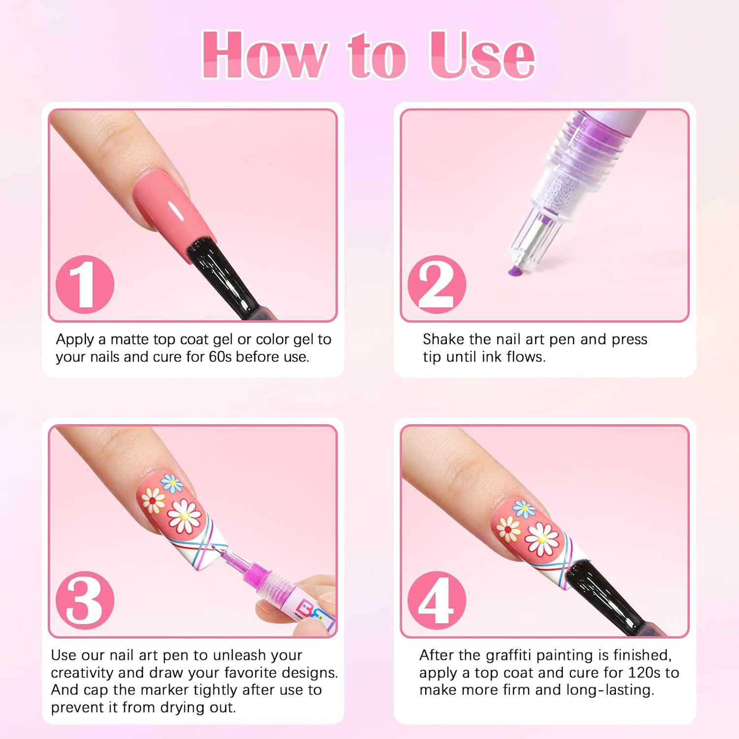 Nail Art Pens Set, Fine Tip 12 Colors Nails Art Markers Non-Toxic, Quick-Drying