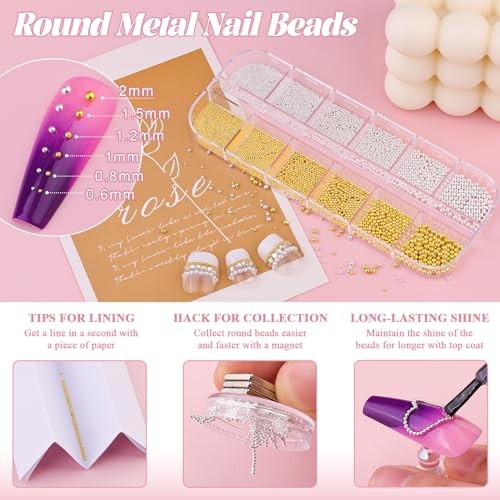 2 Boxes Flatback Pearls (White+Beige) And Metal 01 2 Boxes Nail Art Decos Set 1