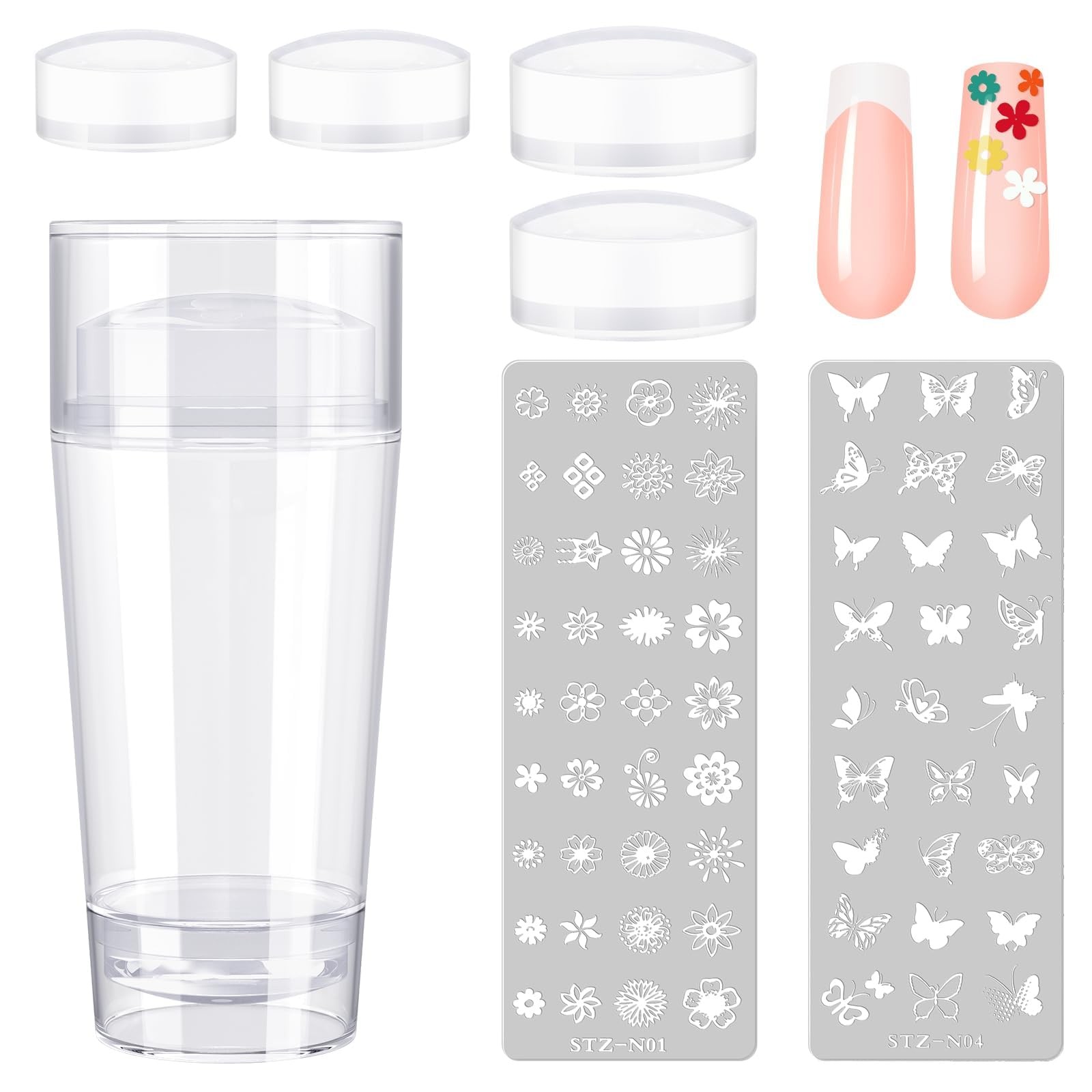 French Nail Stamper, Nail Stamper Kit – 2pcs Nail Art Stamper, Nail Scraper, …