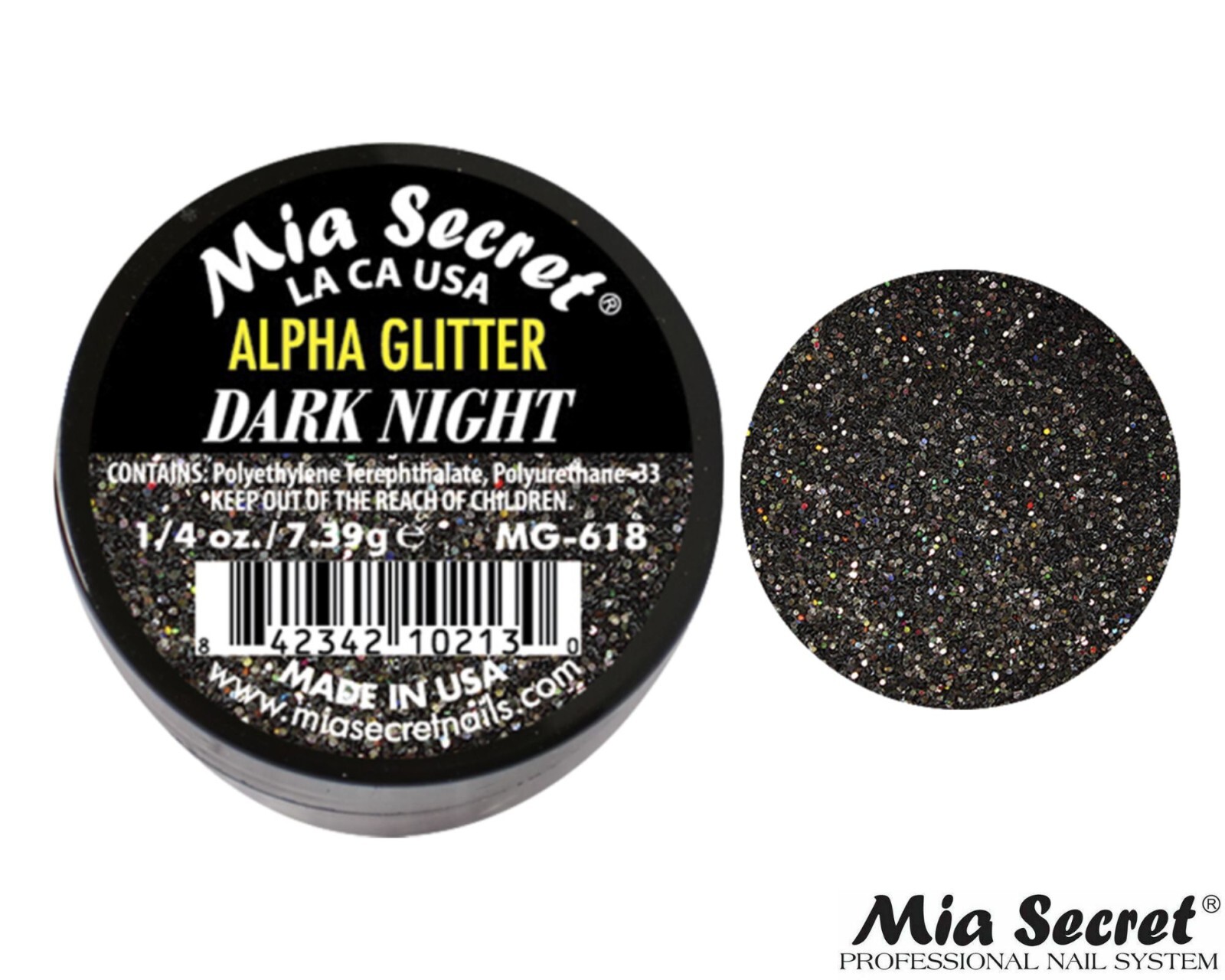 MIA SECRET Nail Art Powder 1/4oz- Dark Night (ALPHA GLITTER)
