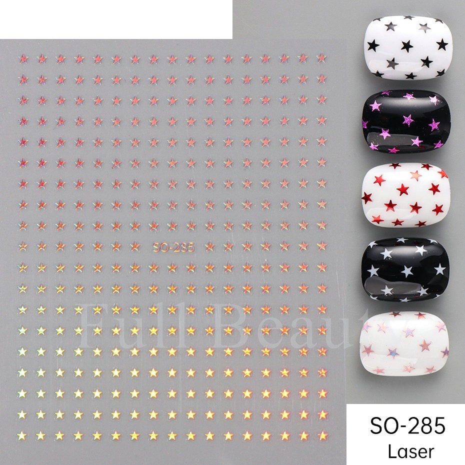 Stars Nail Art Stickers Decals 6 Sheets Supplies Self-Adhesive Peel SO285 NS53