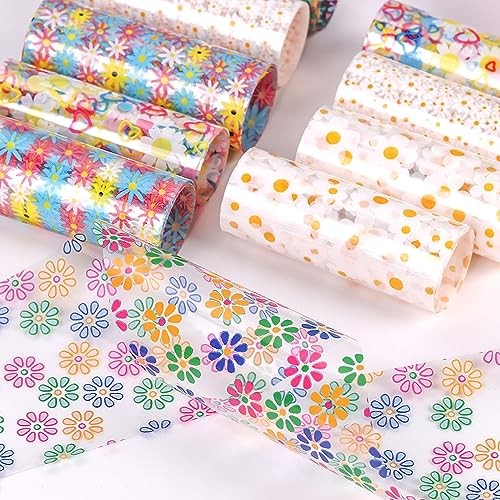 10 Rolls Flower Nail Foil Daisy Nail Transfer Foil Holographic Nail Art Foil