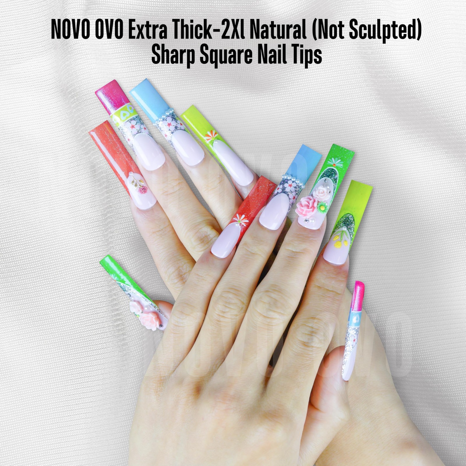 XXL Sharp Square Natural (not Sculpted) Nail Tip, Extra Thick False Nails Pre…