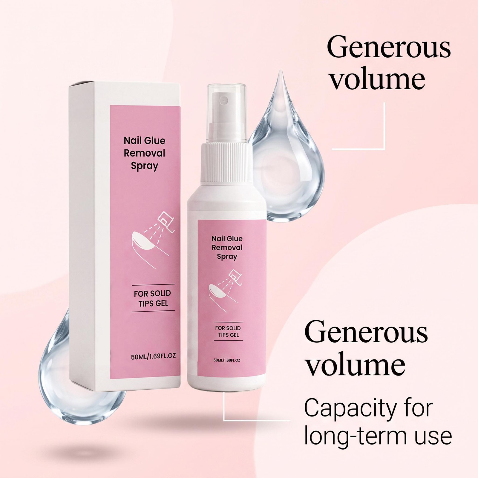 50ml Press On Nail Glue Removal Spray Instant Peel No Damage Manicure Tool