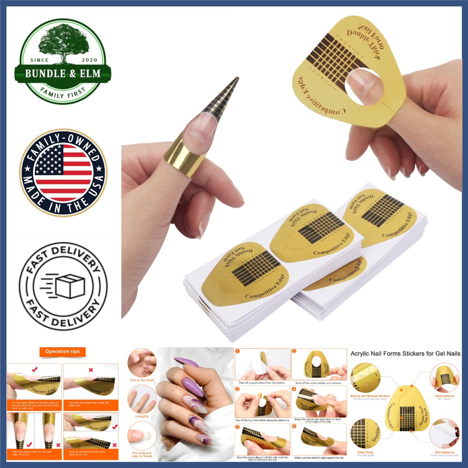 Universal Nail Extension Forms, 200 PCS with Adjustable Size for All Fingers