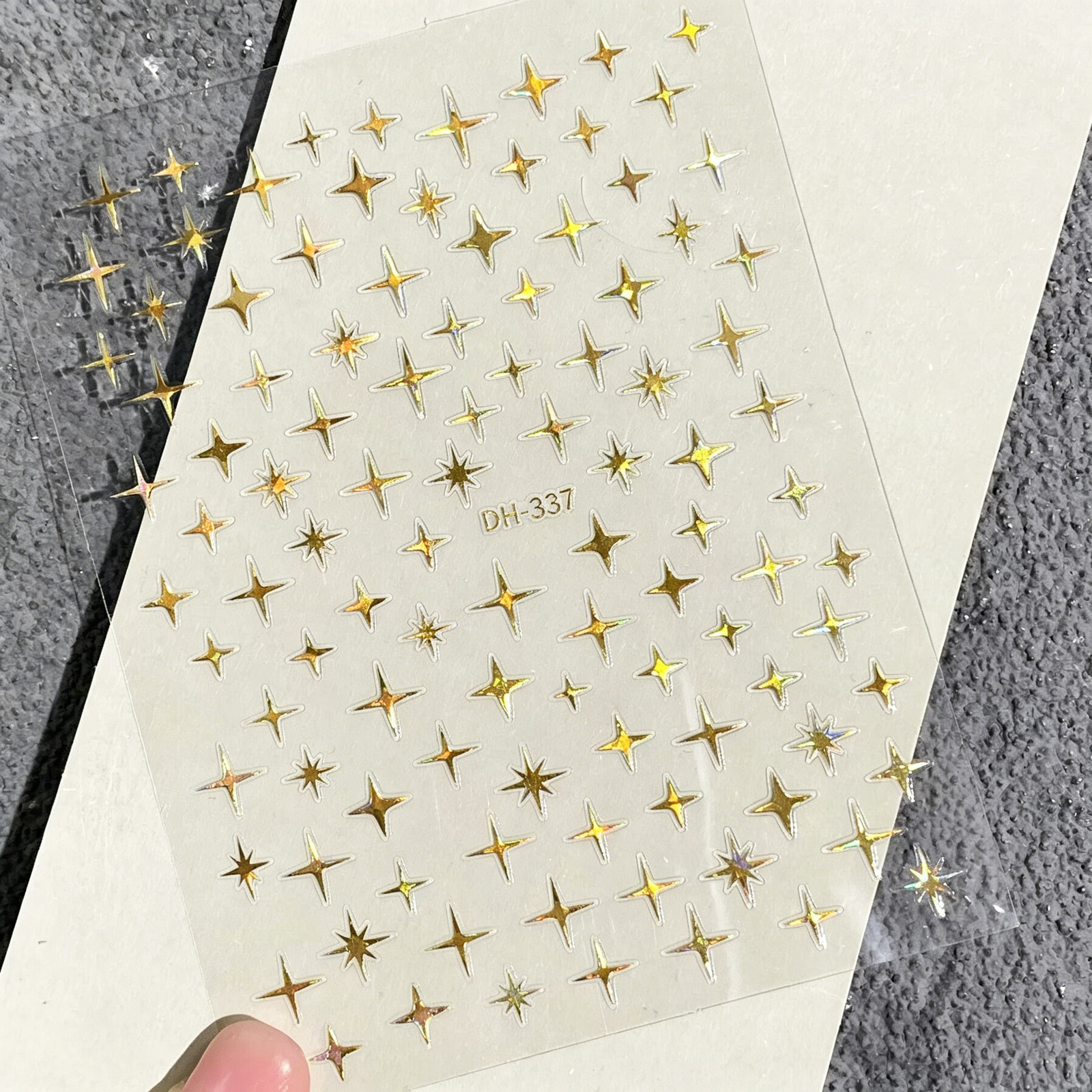 Viral Internet-Famous Laser Gold & Silver Four-Pointed Star Nail Stickers, Flat