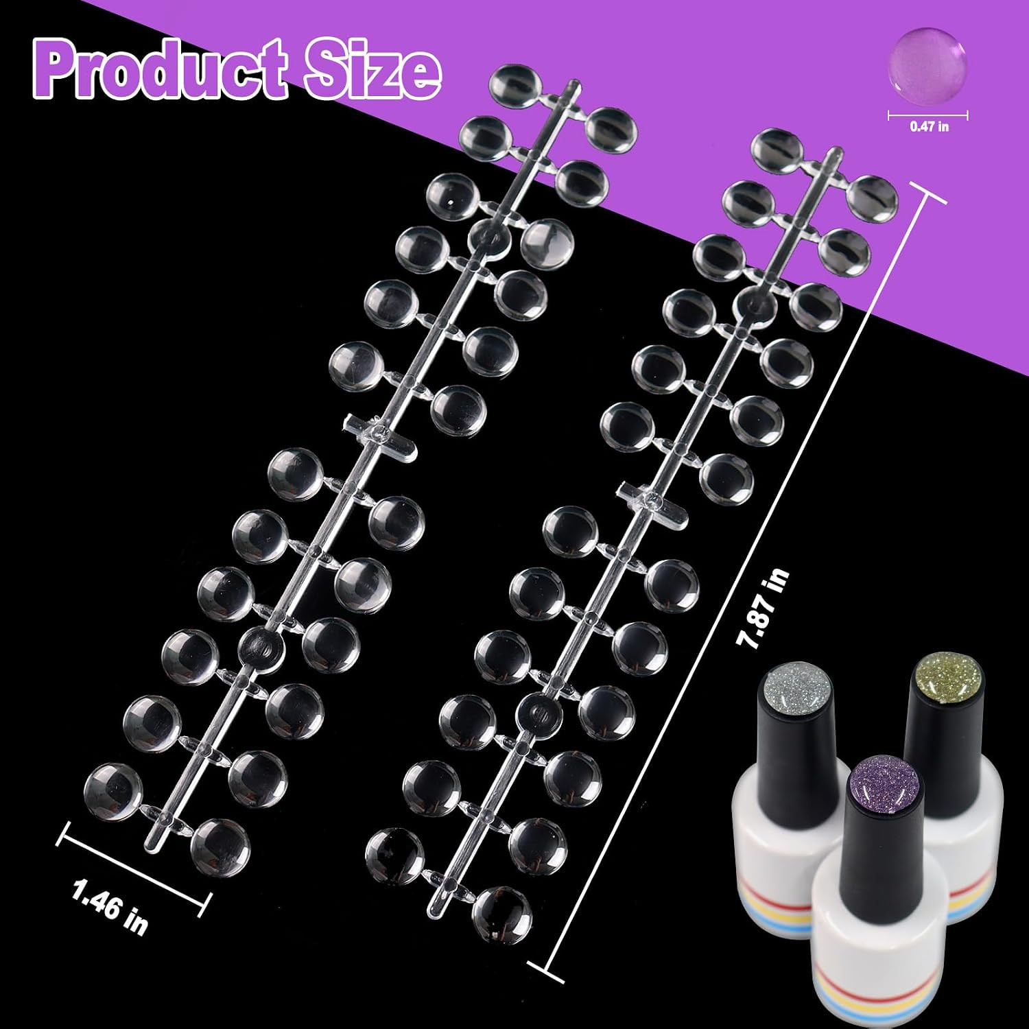 360Pcs Nail Polish Swatch Dots with Adhesive Stickers Box-Packed 12Mm Clear roun
