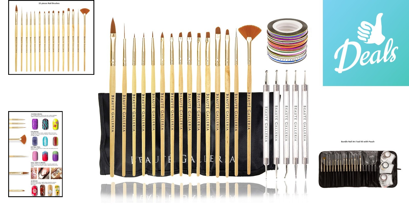 Beaute Galleria 50-Piece Nail Art Tool Kit with Pouch – Unleash Creativity!