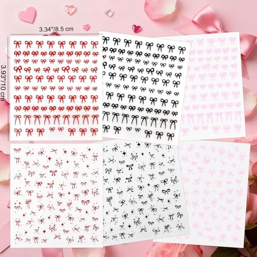 Bow Nail Stickers – 6 Sheets – Self-Adhesive – 6ps Bows